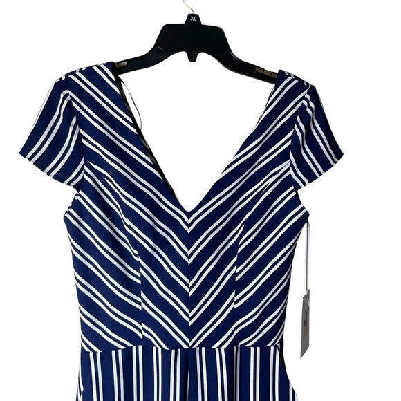 Amanda Uprichard Jumpsuit Navy Stripped SIZE L - Picture 4 of 14